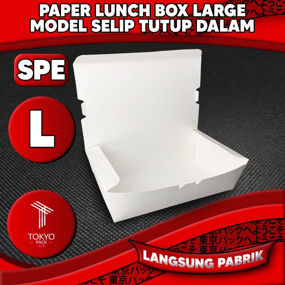 Paper Lunch Box Size L Food Grade Kemasan Makanan Kotak Putih