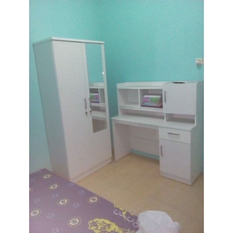 paket hemat lemari 2 pintu & meja belajar anak minimalis free ongkir Jabodetabek