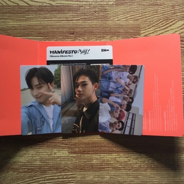 OFFICIAL PHOTOCARD ENHYPEN MNIFESTO DAY ONE ALBUM UNSEALED MDO WEVERSE VER WVS SUNOO NIKI GRUP FULLS