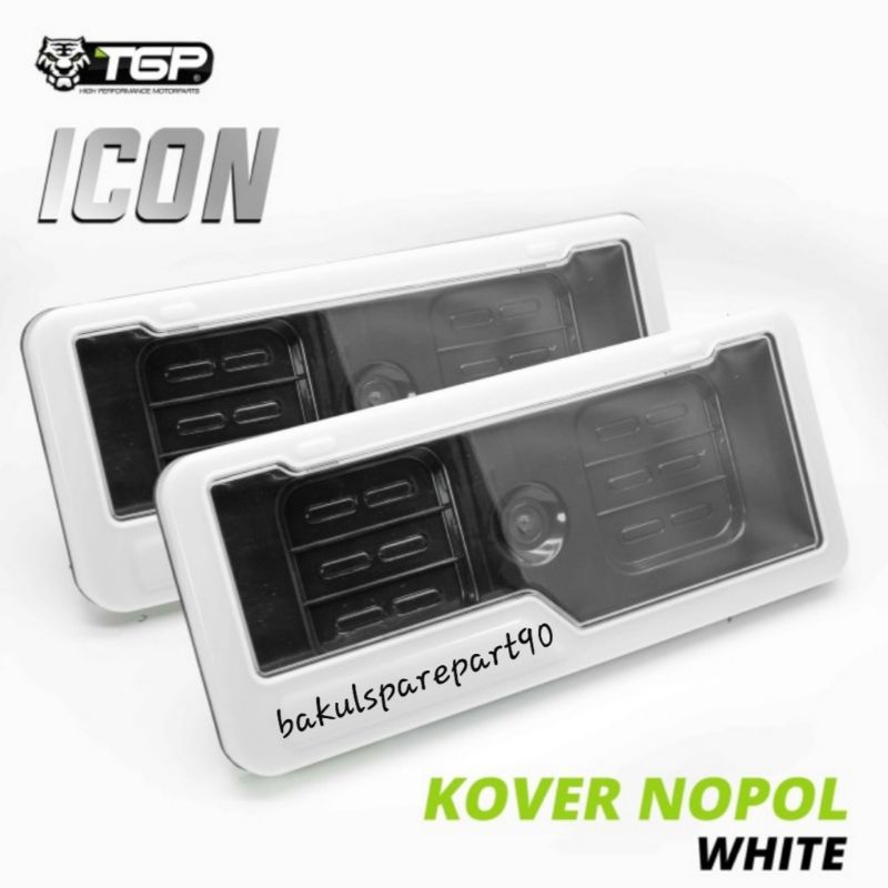 Dudukan Cover Plat Nomor Motor ICON TGP Putih / Rumah Cover Plat Nomor Motor / Aksesoris Variasi Bea