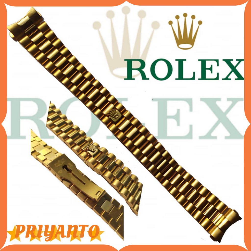 Tali Jam Tangan Rantai  Rolex Resident 20MM Gold Stainless Stell Premium logo