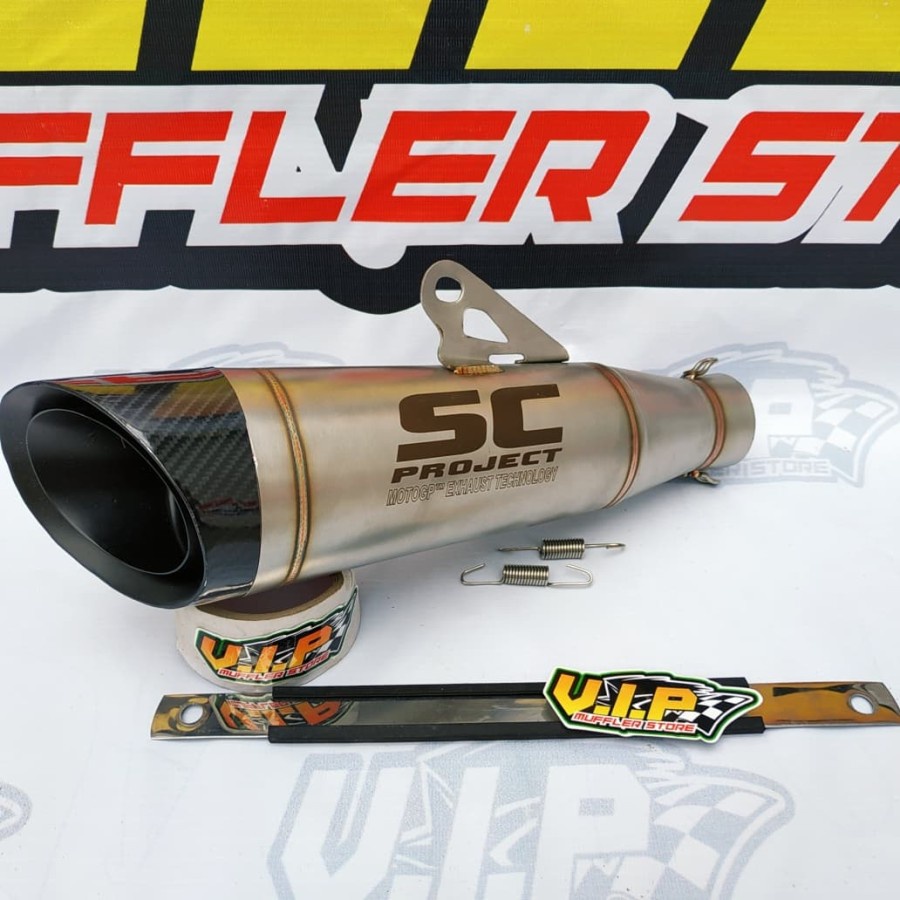 Jual Silincer Knalpot Motor Merk SC PROJECT S1 Sandblast Stainless