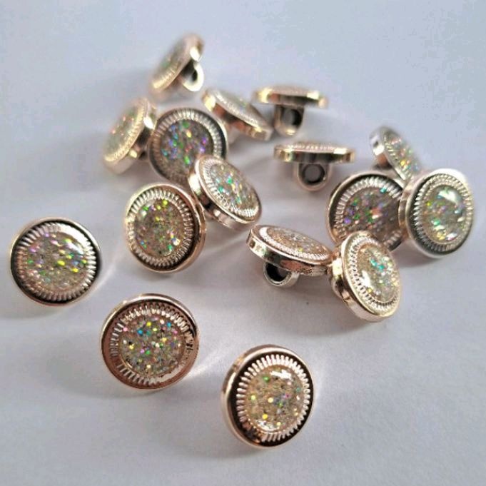COD Isi 100 pcs Kancing Jamur Emas GLITER 9 / 11 / 13 mm - Kancing Baju EMAS GLITER IMPORT