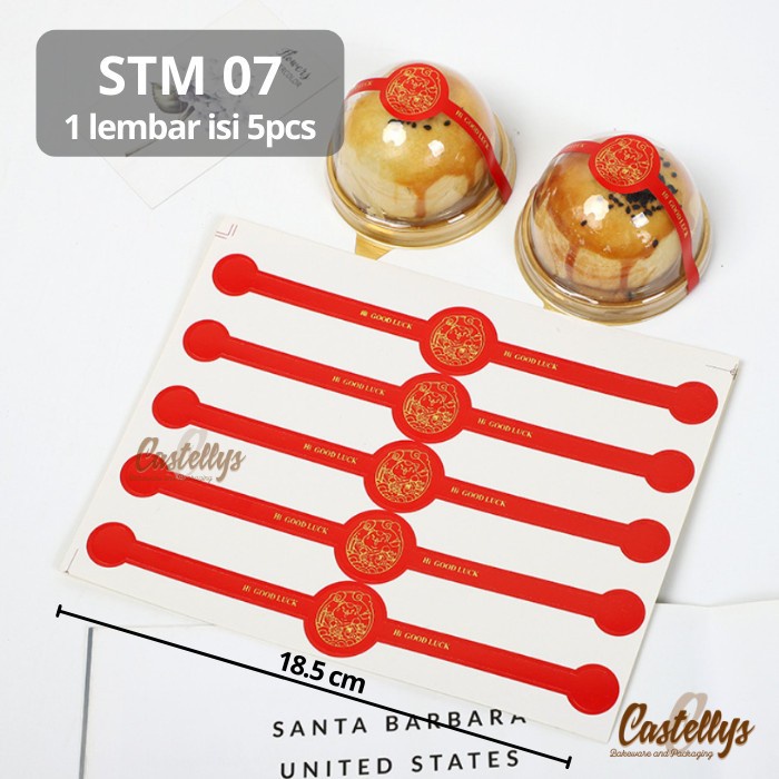 

STM-07 dapat 2 Lembar Stiker Label Band Mooncake Cookies Red