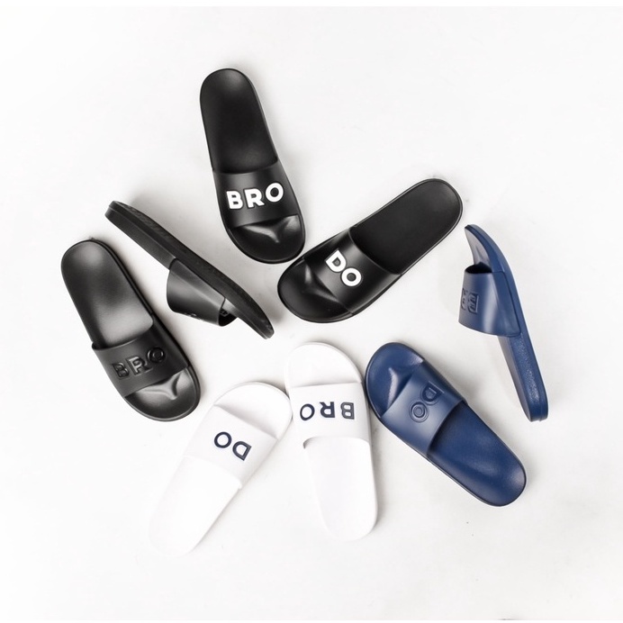 [READY STOCK] BRODO - Sandal Brodo Broslides BRO DO Black White - Full Black - White Navy - Sandal S