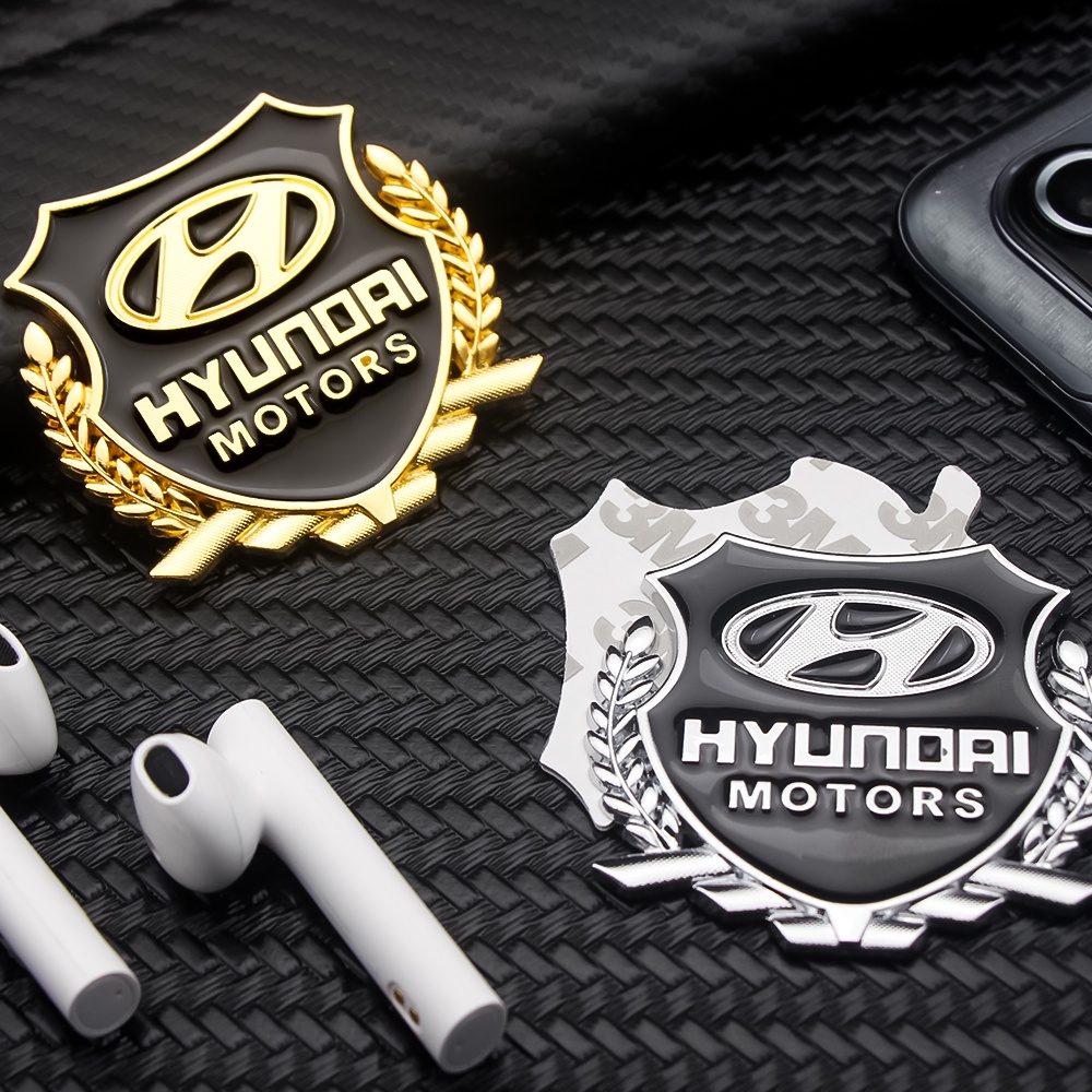 2pcs Stiker Emblem / Badge Metal 3D Untuk Jendela Samping Mobil Hyundai Matrix Getz Accent I10 Starex Atos Elantra Sonata