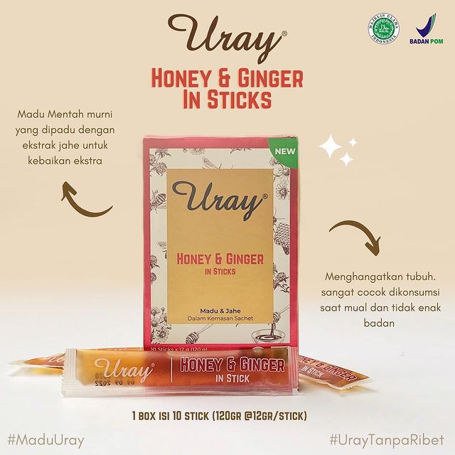 MADU URAY STICK SACHET ASLI MURNI | GINGER MADU HUTAN NUTRISI NATURAL HONEY