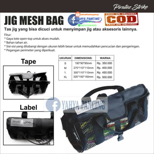 ( COD ) Tas Umpan | Tas Jig |  Pirates Strike Jig Mesh Bag Size : XL, L, M & S