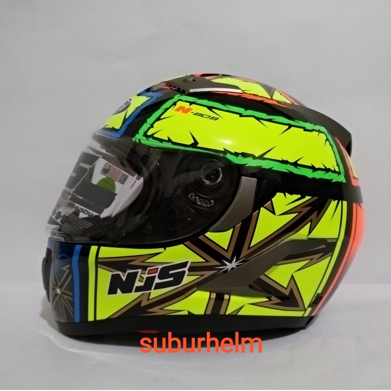 HELM  NJS  SHADOW   N - 809  BLACK   DOFF  DAN GLOSSY      FREE  FLAT VISOR + TEAR OFF  CLEAR   PAKE