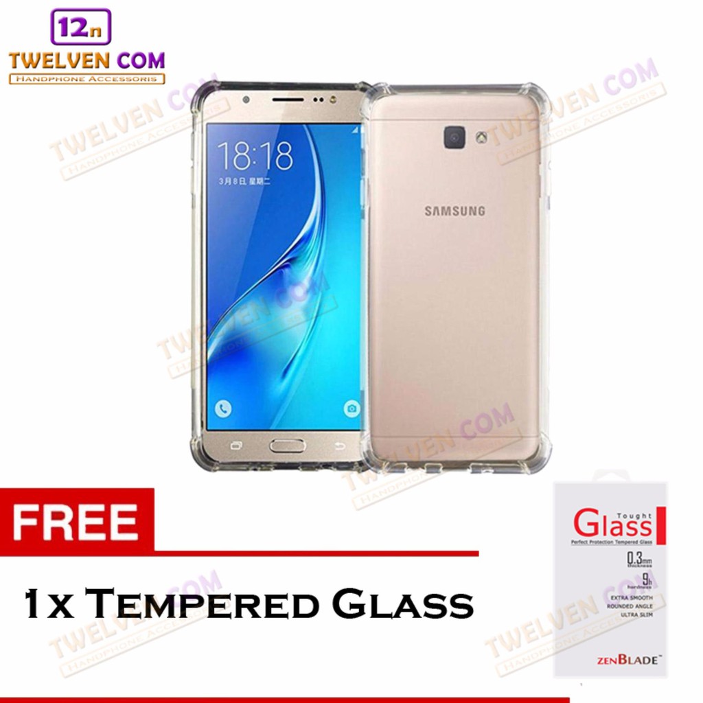 Anti Shock Anti Crack Softcase Casing for Samsung J7 Prime - Free Tempered Glass