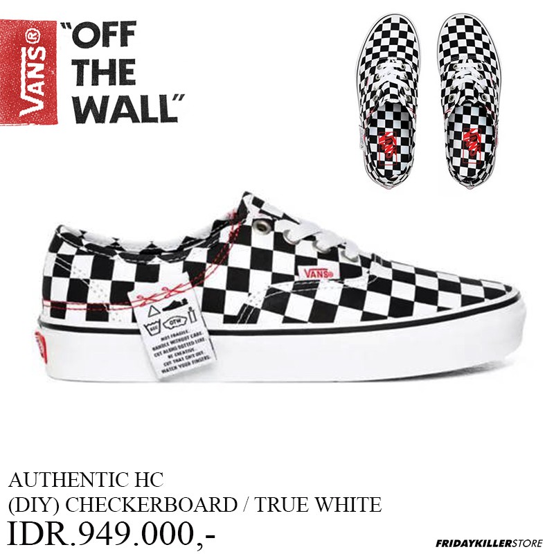 SEPATU VANS OFF THE WALL | AUTHENTIC HC DIY CHECKER BOARD TRUE WHITE