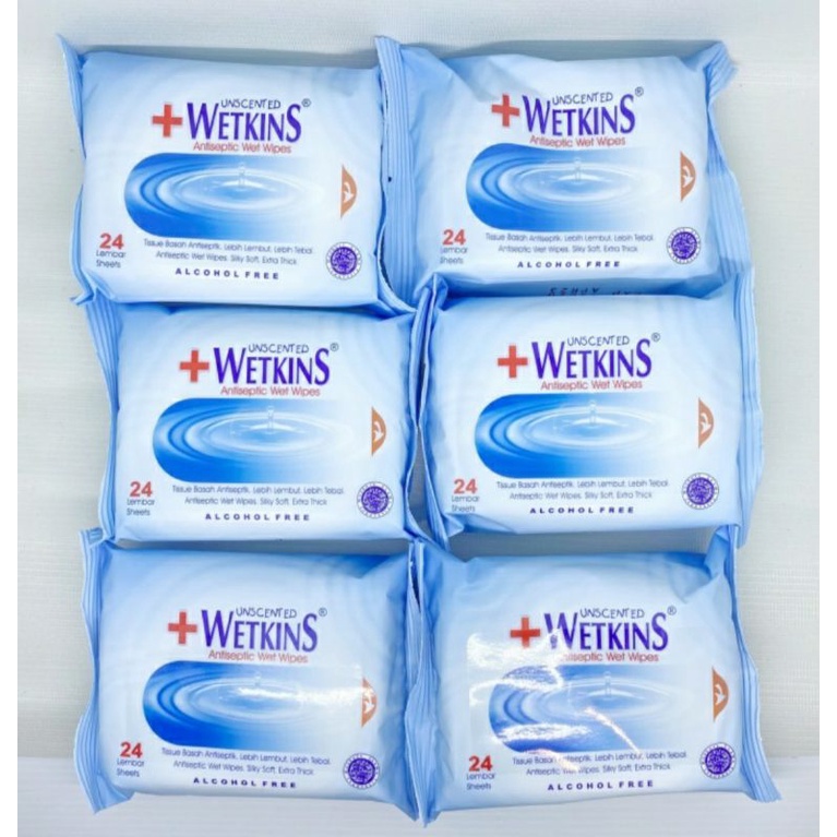 BELI 5 GRATIS 1 TISU BASAH WETKINS ANTISEPTIK 24s (6 PACK )