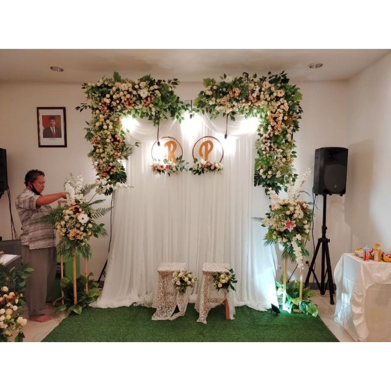 Sewa Photobooth Pemberkatan Nikah Backdrop Bunga - Dekorasi Pemberkatan Elegan 2 meter