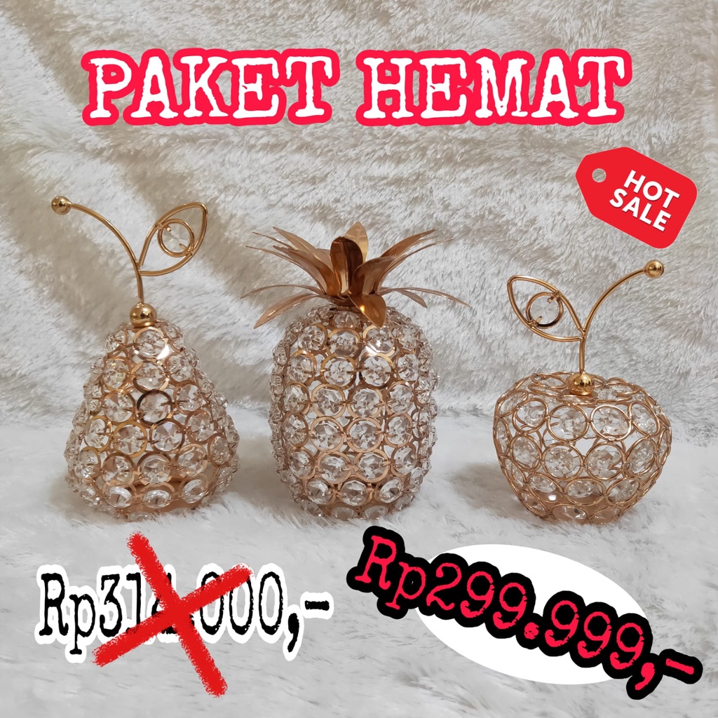 Ornamen Buah Kristal Paket SET 3 PCS / SET 3 PCS Hiasan Ornamen Kristal