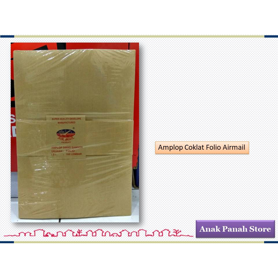 

Amplop Coklat Ukuran Folio ( Isi 100 lembar ) Merk Airmail
