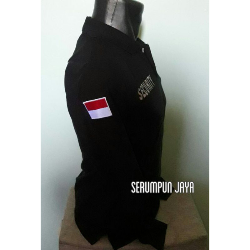 KAOS SECURITY HITAM LOGO SILVER - KAOS KERAH SECURITY ANTI MAINTREAM HITAM LOGO SILVER FULL BORDIR