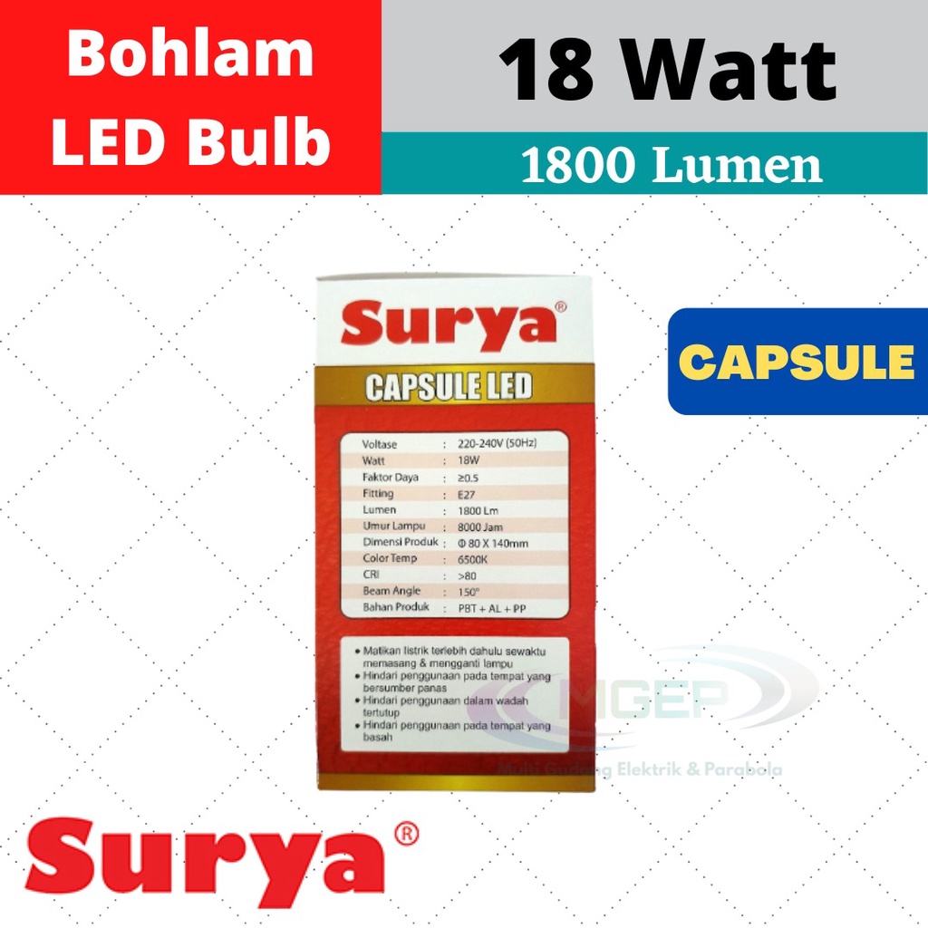 Lampu LED Surya Capsule New 18 Watt 18 W Putih Cool Daylight Original