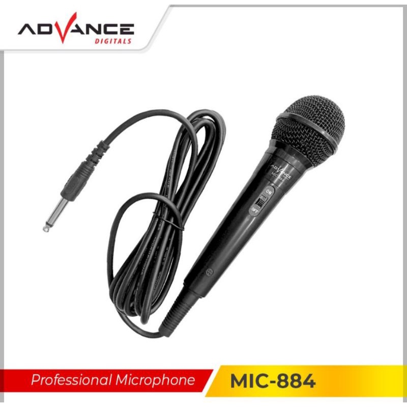 Microphone Kabel Jack Besar 6.5mm ADVANCE MIC-884 Karaoke Panjang 3 Meter