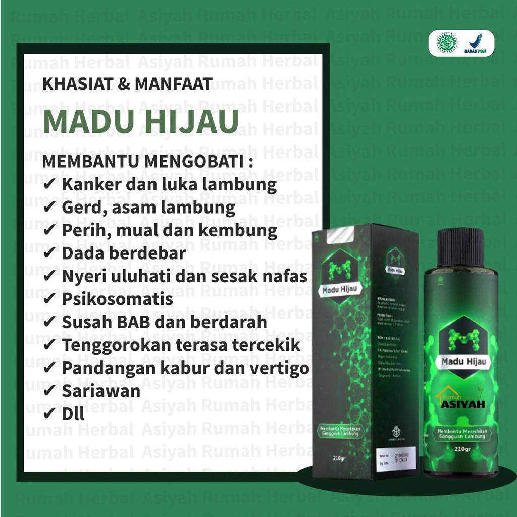 

Madu Ijo Original Obat Herbal Asam Lambung Maag Kronis Gerd dan Mual - Madu Hijau 210gr