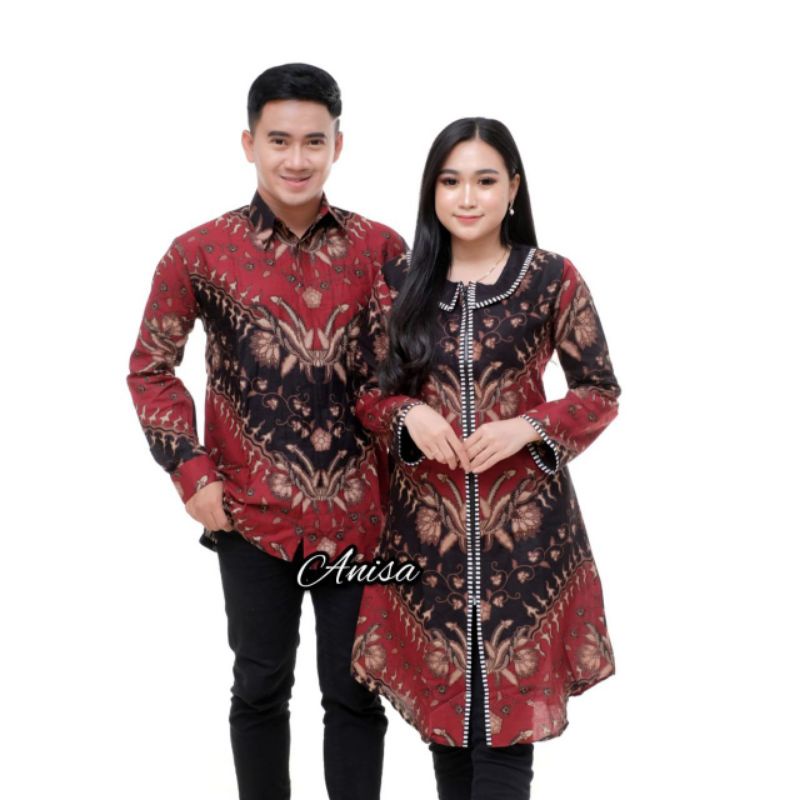 TERBARU ATASAN BATIK PRIA WANITA COUPLE TUNIK KEMEJA PANJANG ORI