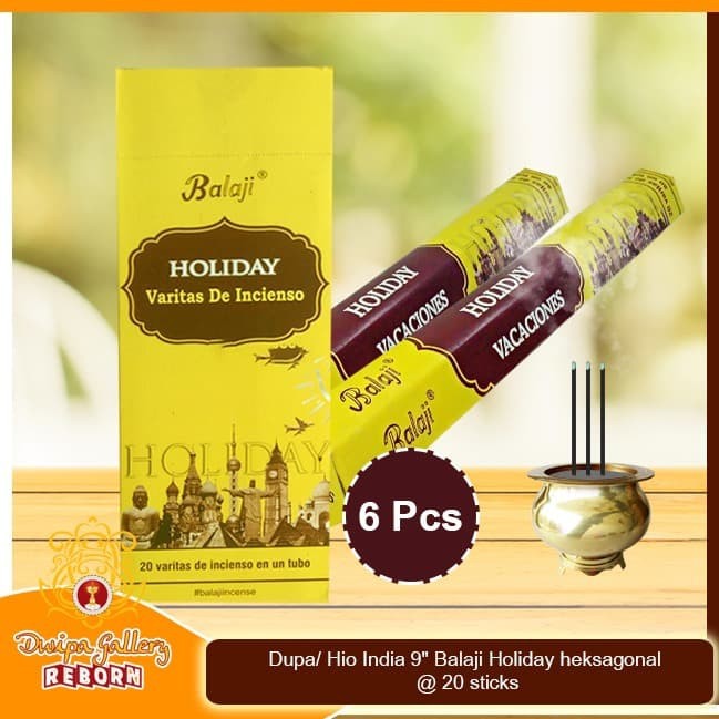 Dupa/Hio India 9&quot; Balaji Holiday heksagonal @ 20 sticks (6 pcs/box)