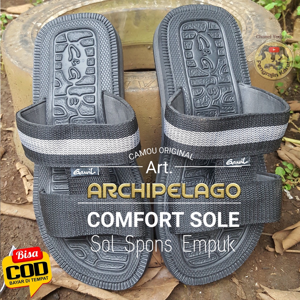 Sandal Selop Pria bertumit ~Karet spon / Sandal Slide Pria Casual / Sandal Distro Keren anti air dan