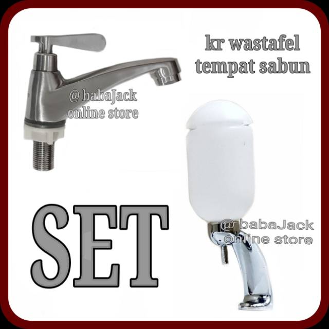 Set kran tempat sabun wastafel cuci tangan