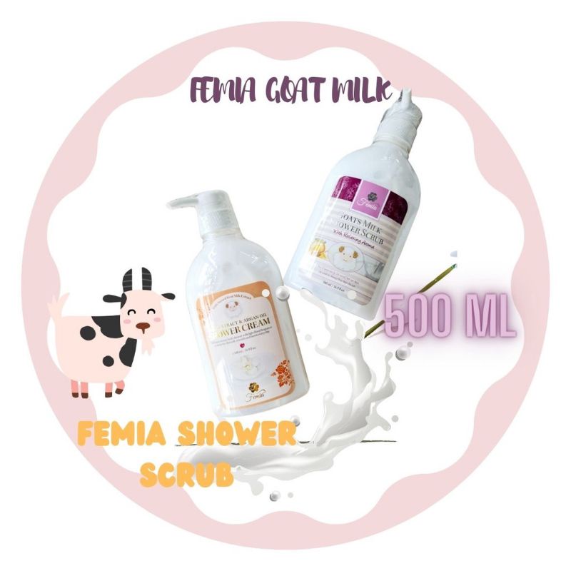 NEW Femia body wash shower scrub &amp; crem goats milk 500 ml