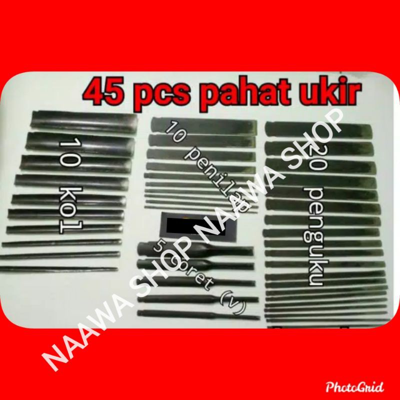 ( BISA COD ) PAHAT TATAH UKIR MURAH LENGKAP 45 pcs - TATAH UKIR - PAHAT UKIR - ALAT UKIR - TATAH KAY