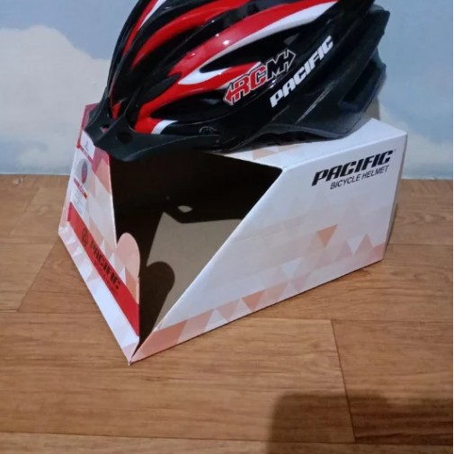 HELM SEPEDA MTB DEWASA NEW SP-J101 RINGAN AMAN BERKUALITAS SNI ADA LAMPU BLKG MERAH PUTIH L 56-61CM