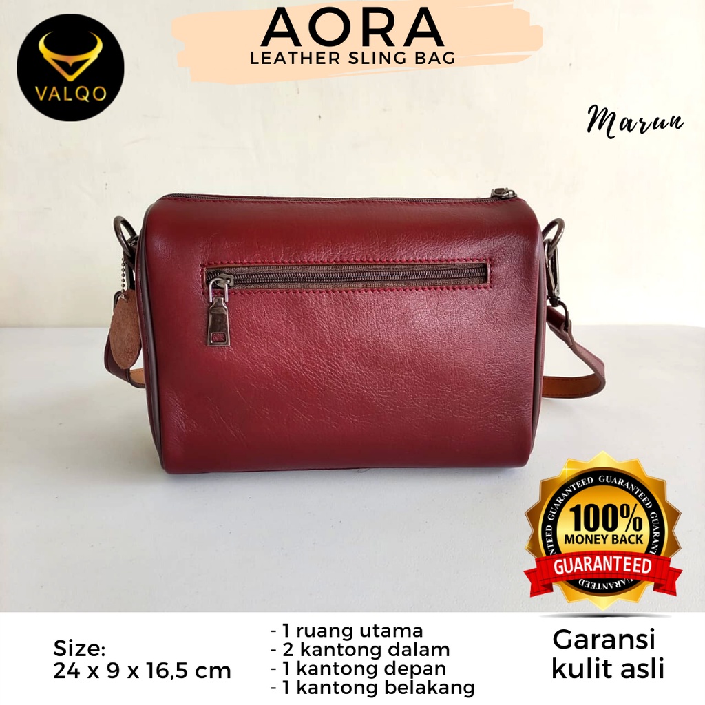 [VALQO] Tas AORA Kulit Sapi Selempang Bahu Slingbag Wanita Perempuan Cewek Clutch Pouch Bag