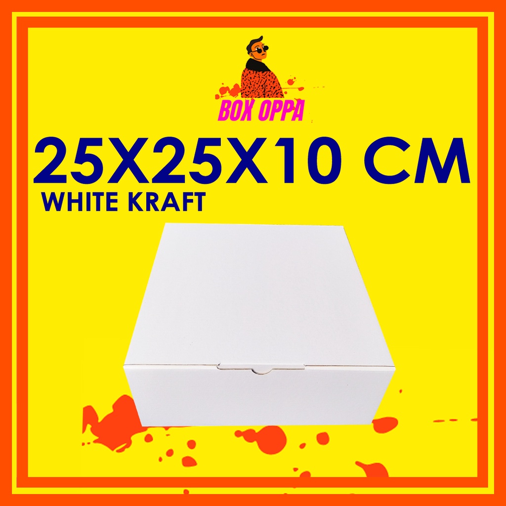 

Kardus PUTIH uk 25x25x10 cm (ECER) Die Cut Box Kotak Packing Aksesoris Baju Makanan Pizza Hijab Kue