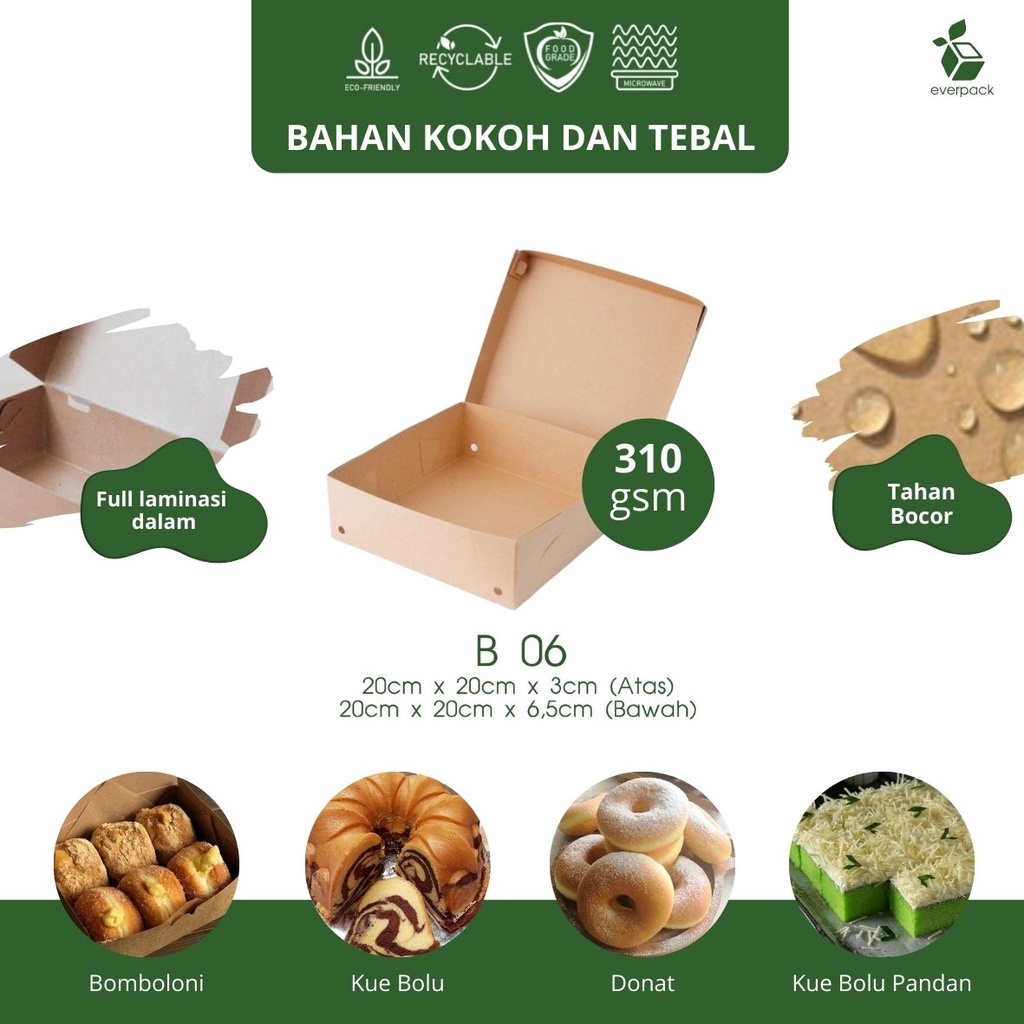 Paper Lunch Box (Bagian Atas 20x20x3 | Bagaian Bawah 20x20x6.5 | 310 gsm) | Kraft Paper Laminasi | P