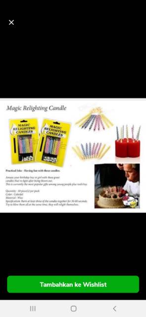 LILIN MAGIC / MAGIC CANDLE / LILIN TIDAK BISA MATI / LILIN ULANG TAHUN