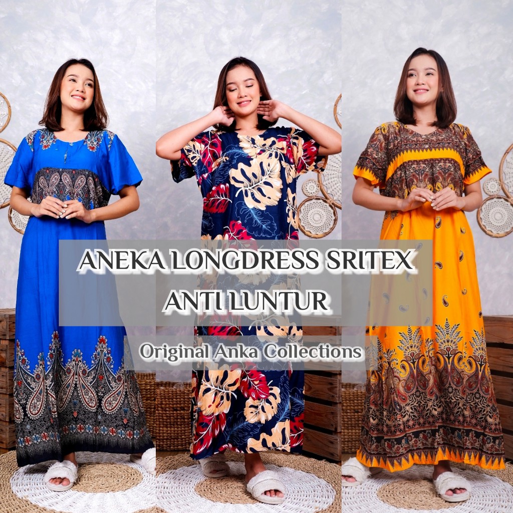 Daster Panjang Lengan Pendek Sritex Tali Pinggang Longdress Baju Tidur Daster Panjang Payung Jumbo