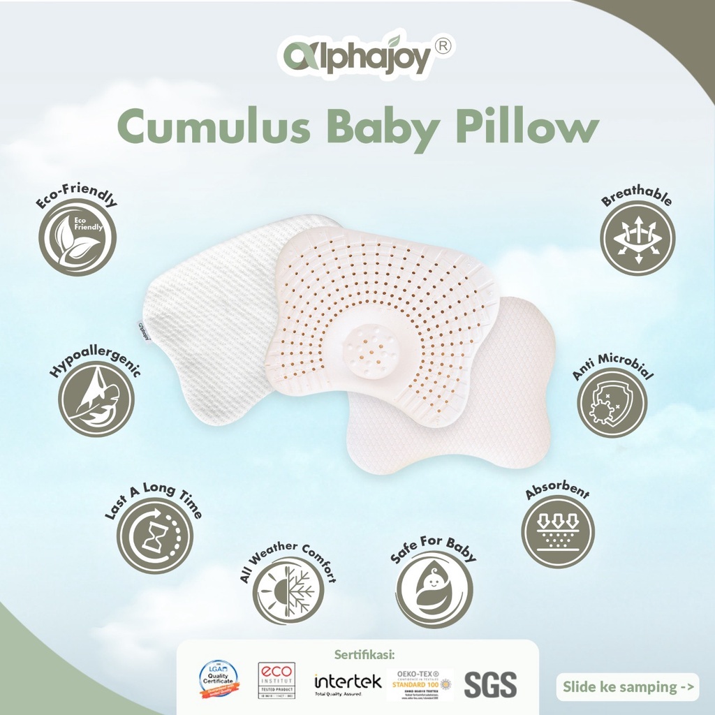 PNB244 ALPHAJOY BANTAL BAYI CAMULUS BABY PILLOW BAMBOO LATEX UK 36X28 CM