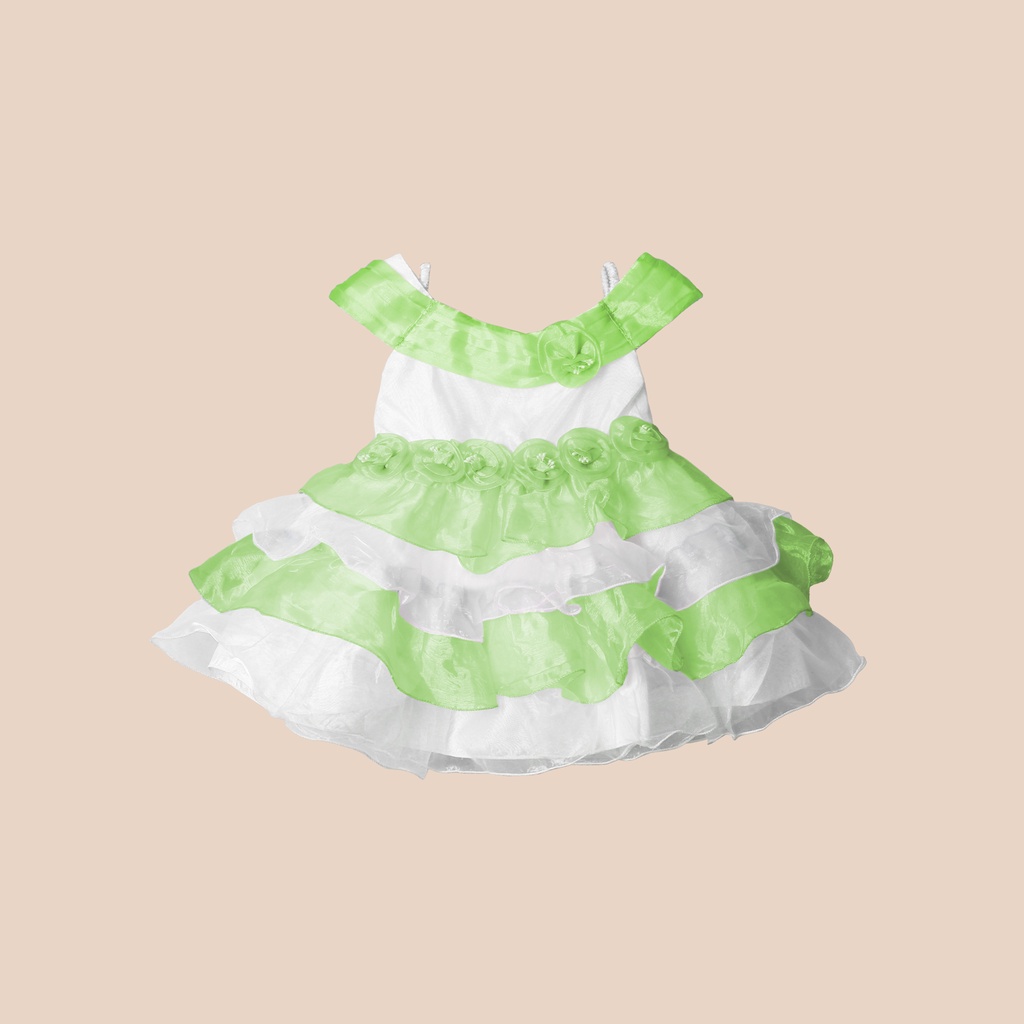 Poppy Dress Anak Organdi Sparkle Ruffle Premium &amp; Bando Anak 1616