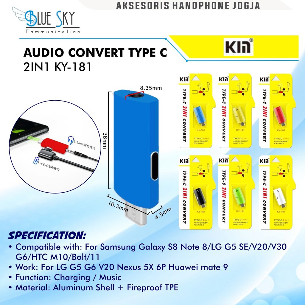 ADAPTER TYPE C KIN 2 IN 1 KY-181 AUDIO CONVERT