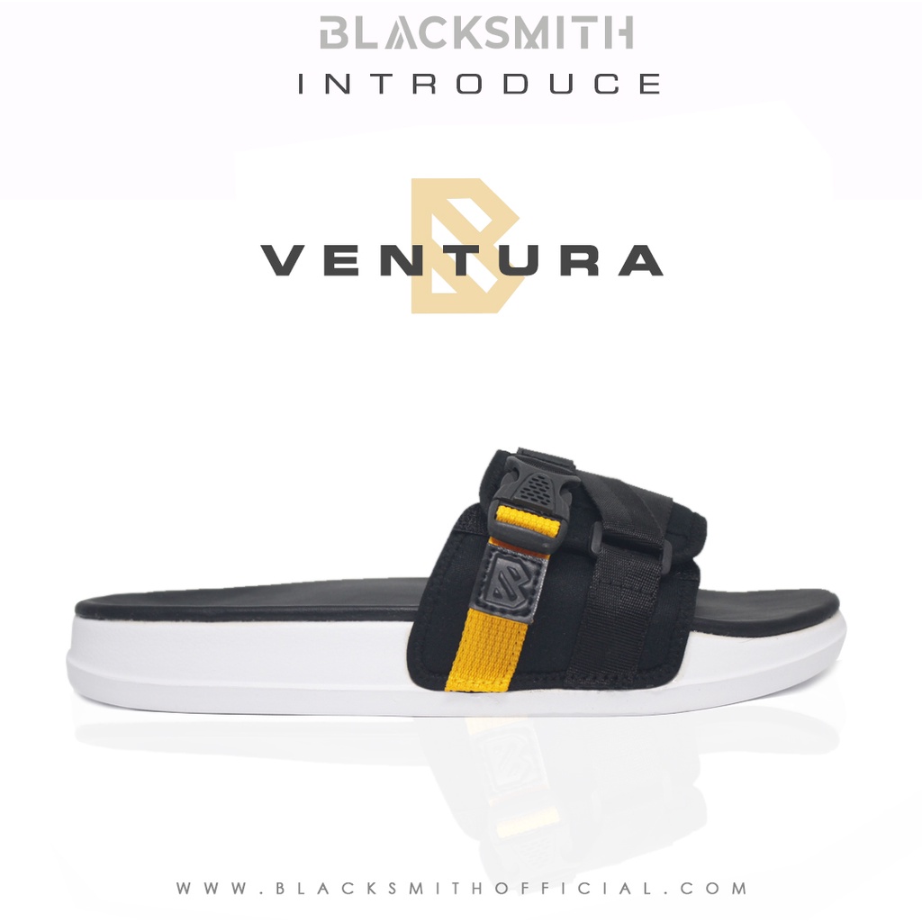 Blacksmith - Black Ventura Sandal Pria - Sandal Slide Pria/ Sandal Slip on Pria / Slop Pria