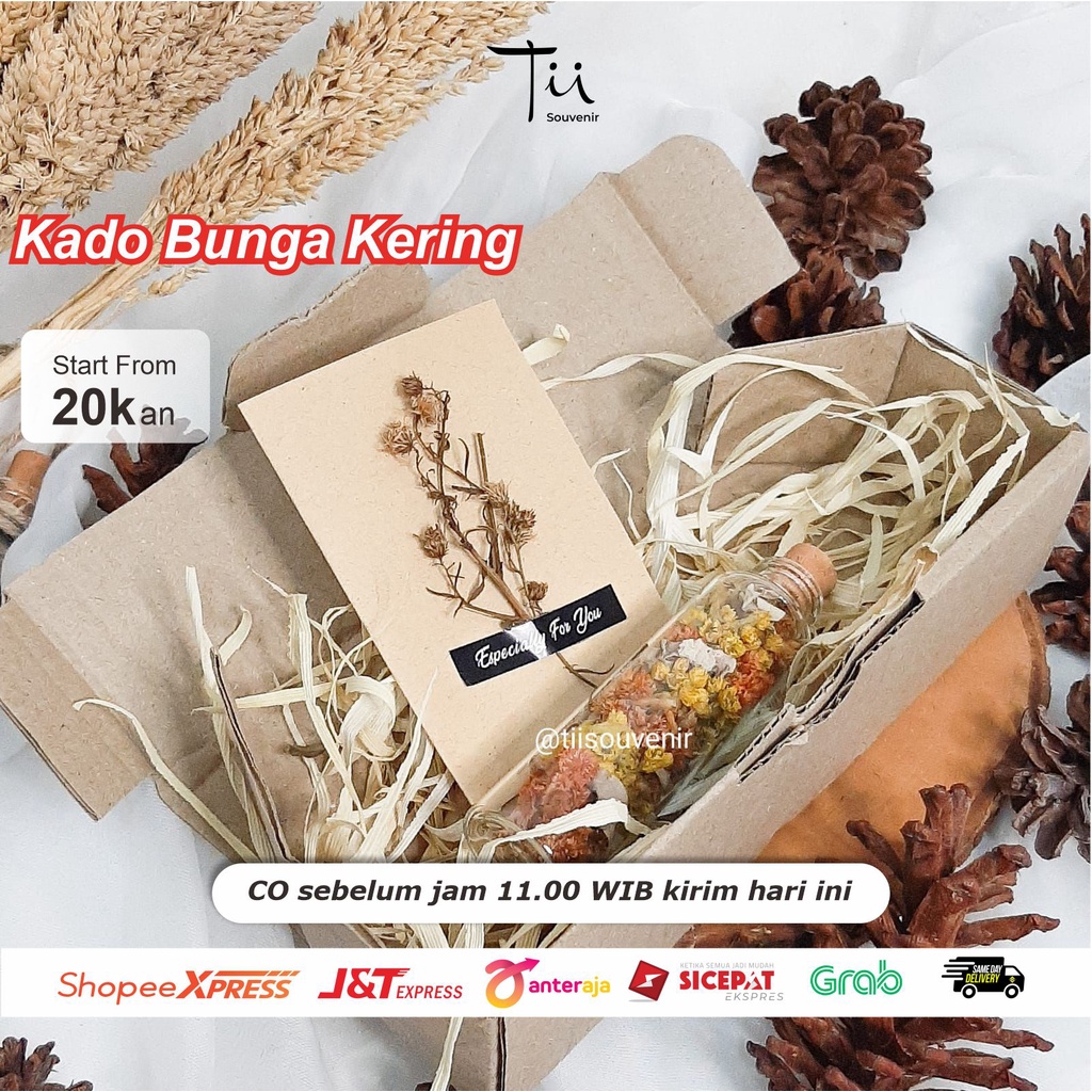 Kado Bunga Kering Untuk Nail Art | Scrapbook | Gift Dalam Botol