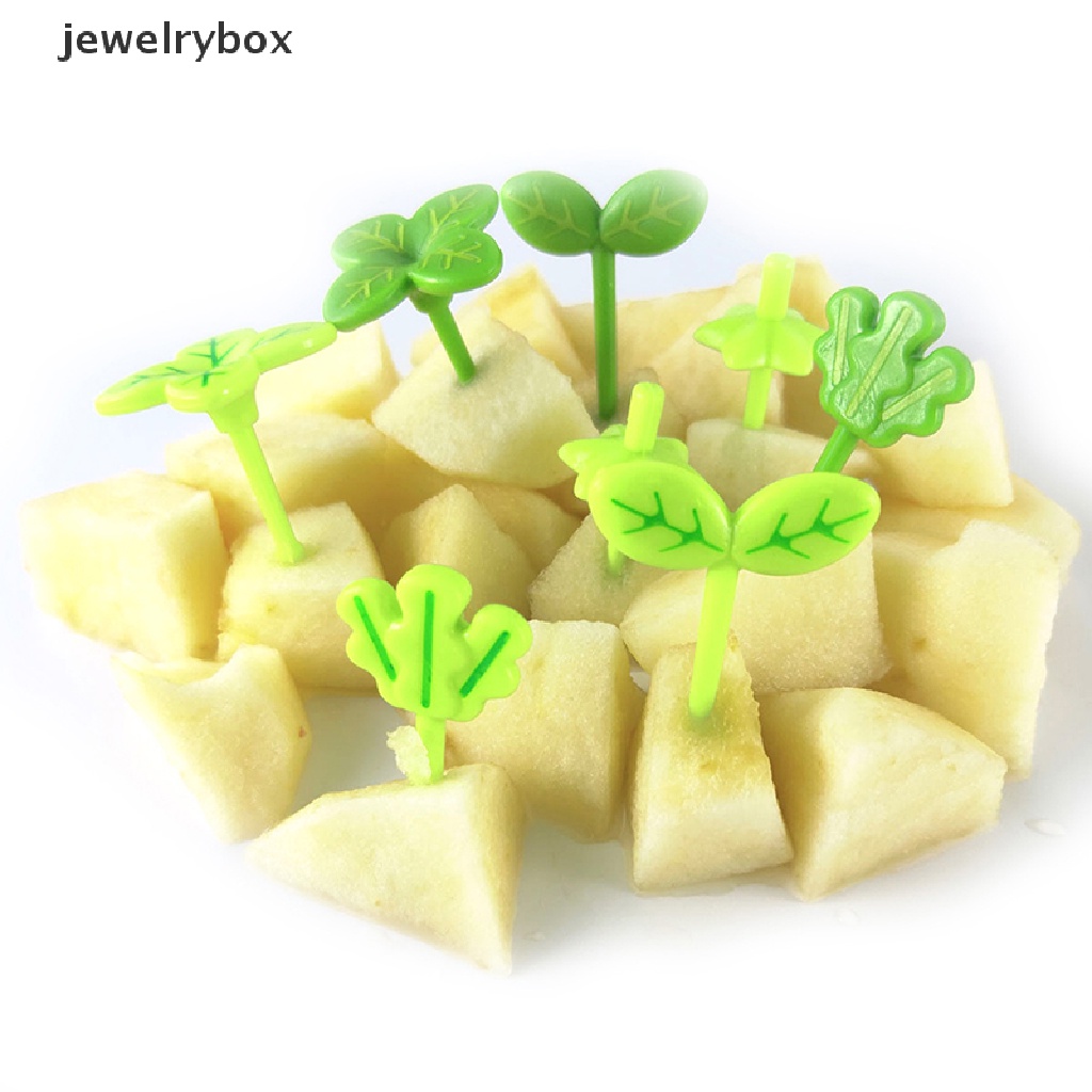 (jewelrybox) 8pcs Garpu Buah / Kue / Salad / Bento Bentuk Daun Untuk Anak