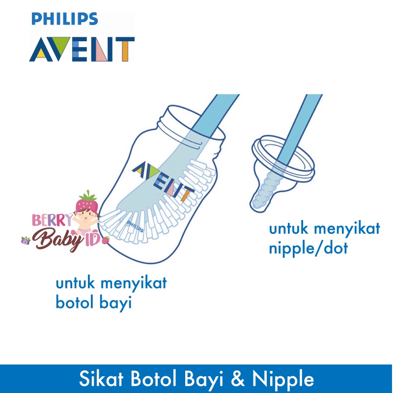 Philips Avent Sikat Botol Susu Bayi &amp; Dot - Bottle &amp; Nipple Teat Brush Berry Mart