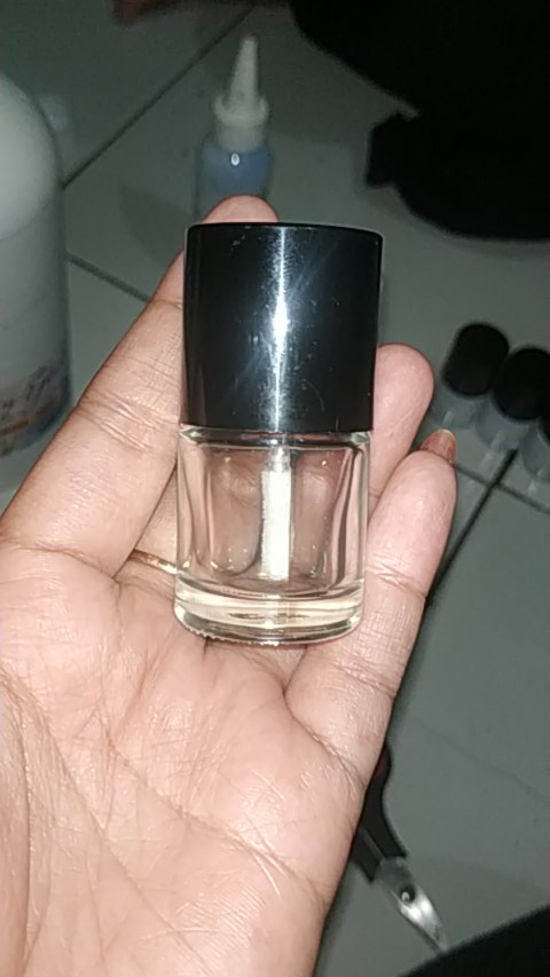 [minim 20pcs] Botol Kaca Cat Kuku 10ml Kutek Tutup Hitam Besar