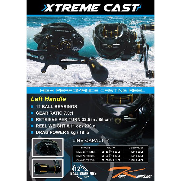 Team Kamikaze Xtreme Cast Reel Bait Casting 12BB - Reel Pancing BC