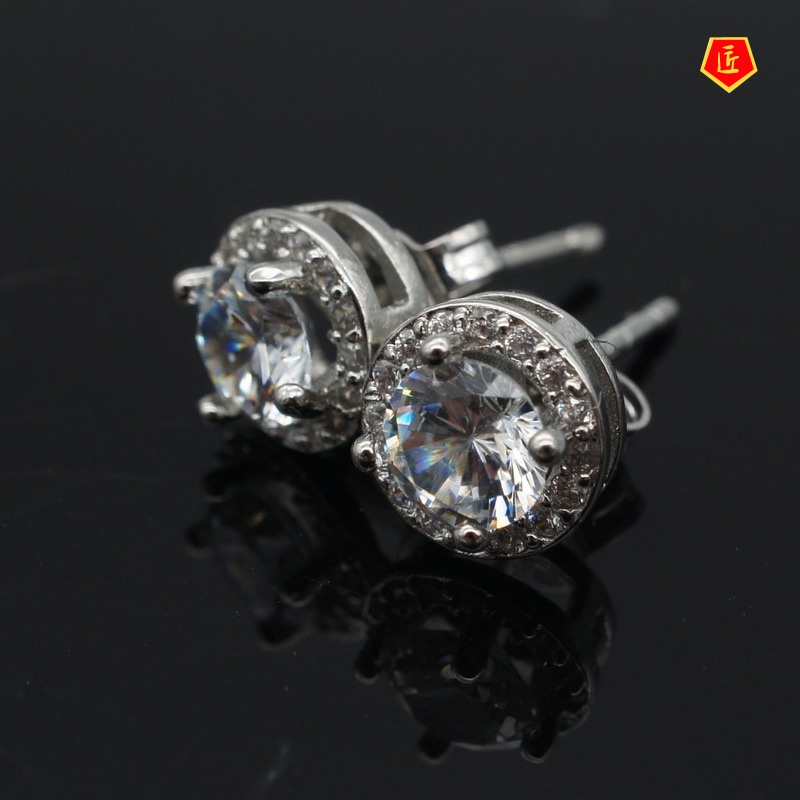 [Ready Stock]Simple Round Diamond Stud Earrings