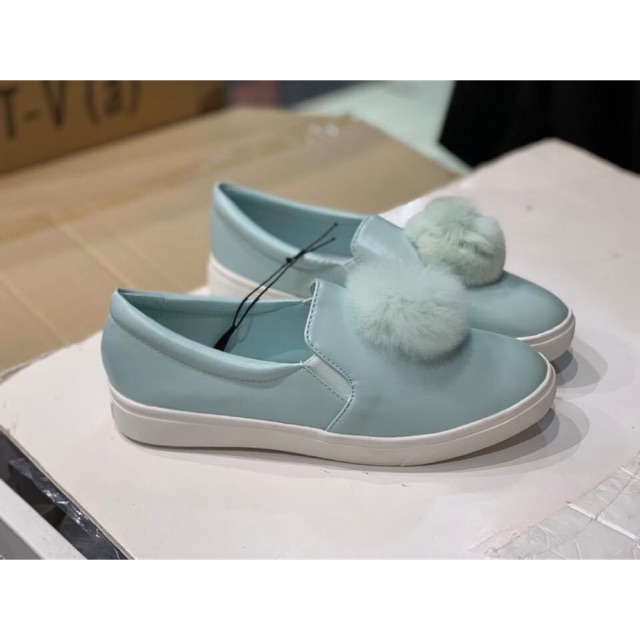 VINCCI VNC flat shoes slip on pom pom green original sale murah