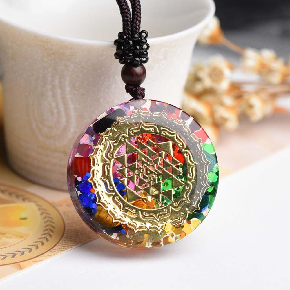 Needway 7chakara Orgonite Pendant DIY Sparkly Wanita Perhiasan Relaksasi Kalung Aksesoris Handmade Energey Kristal Charms