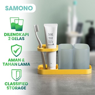 SAMONO Toothbrush &amp; Toothpaste Stand Holder with 2 Cups SS001