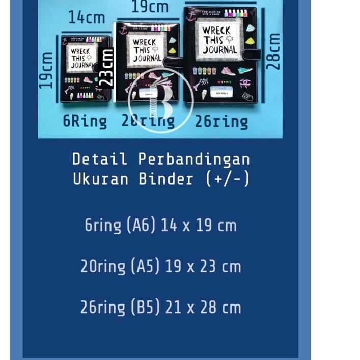 

New! Bindermu Binder 03 Printing Quotes Marble Holographic Kulit Anti Air 20ring A5 / 26ring B5 6ring A6 케