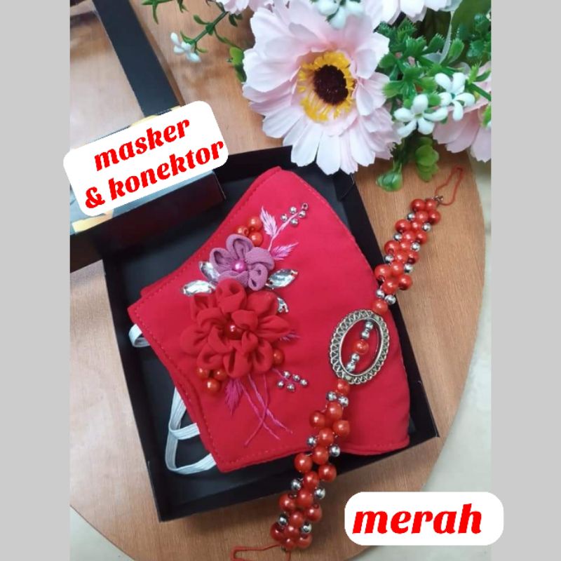masker kain dan konektor hijab cantik